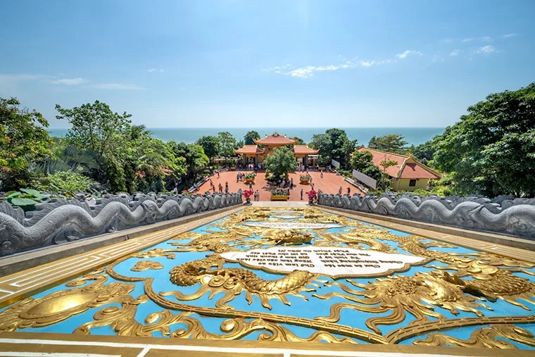 Ho Quoc Temple, Phu Quoc, with serene ocean views, a top spiritual site for what to see in Phu Quoc Island