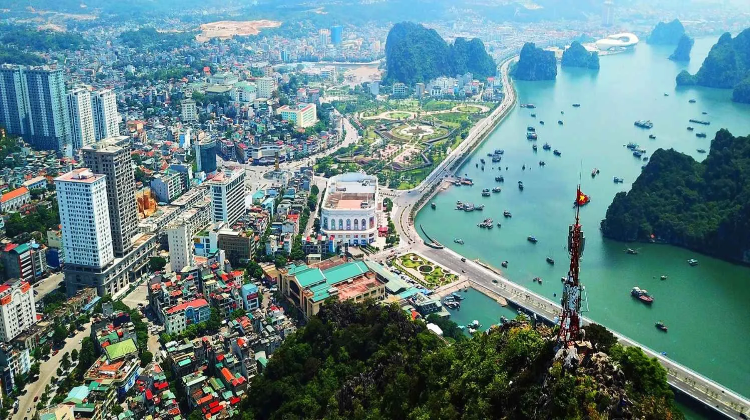 Ha Long City serves as the main hub for tourists visiting the bay, offering hotels, restaurants, and tour operators